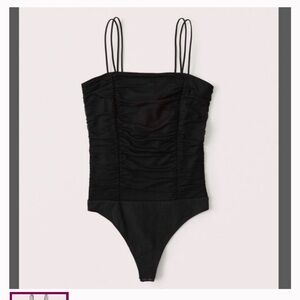 Abercrombie & Fitch Black Ruched Bodysuit